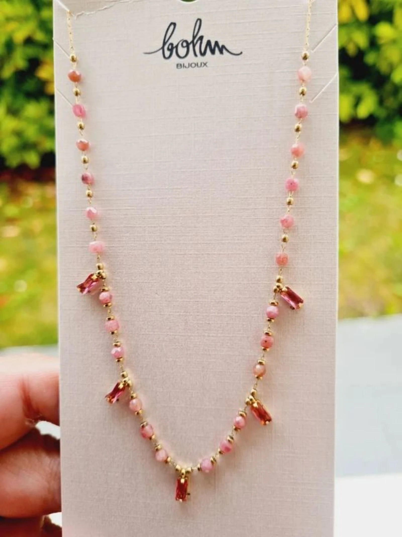 Collier doré Bohm cristaux roses